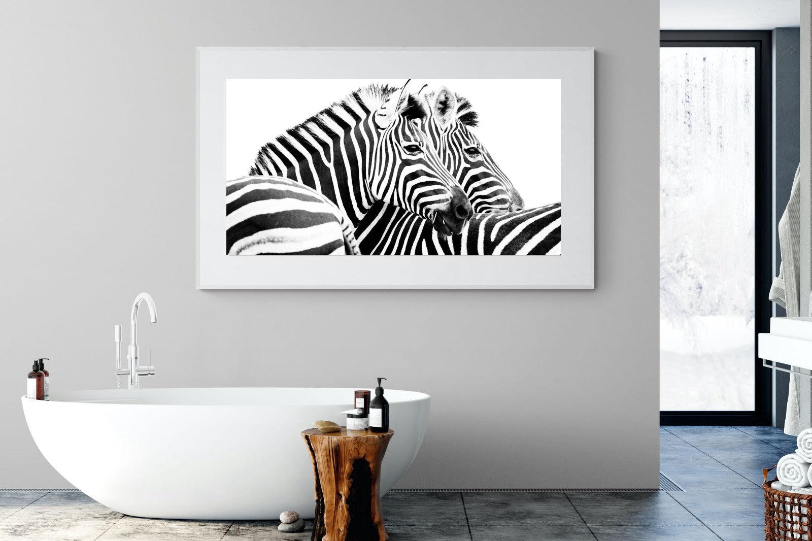 Zebra Pair-Wall_Art-180 x 110cm-Framed Print-White-Pixalot