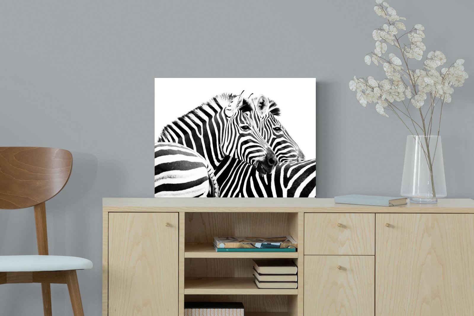Zebra Pair-Wall_Art-60 x 45cm-Mounted Canvas-No Frame-Pixalot