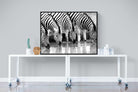 Zebra Quench-Wall_Art-120 x 90cm-Mounted Canvas-Black-Pixalot
