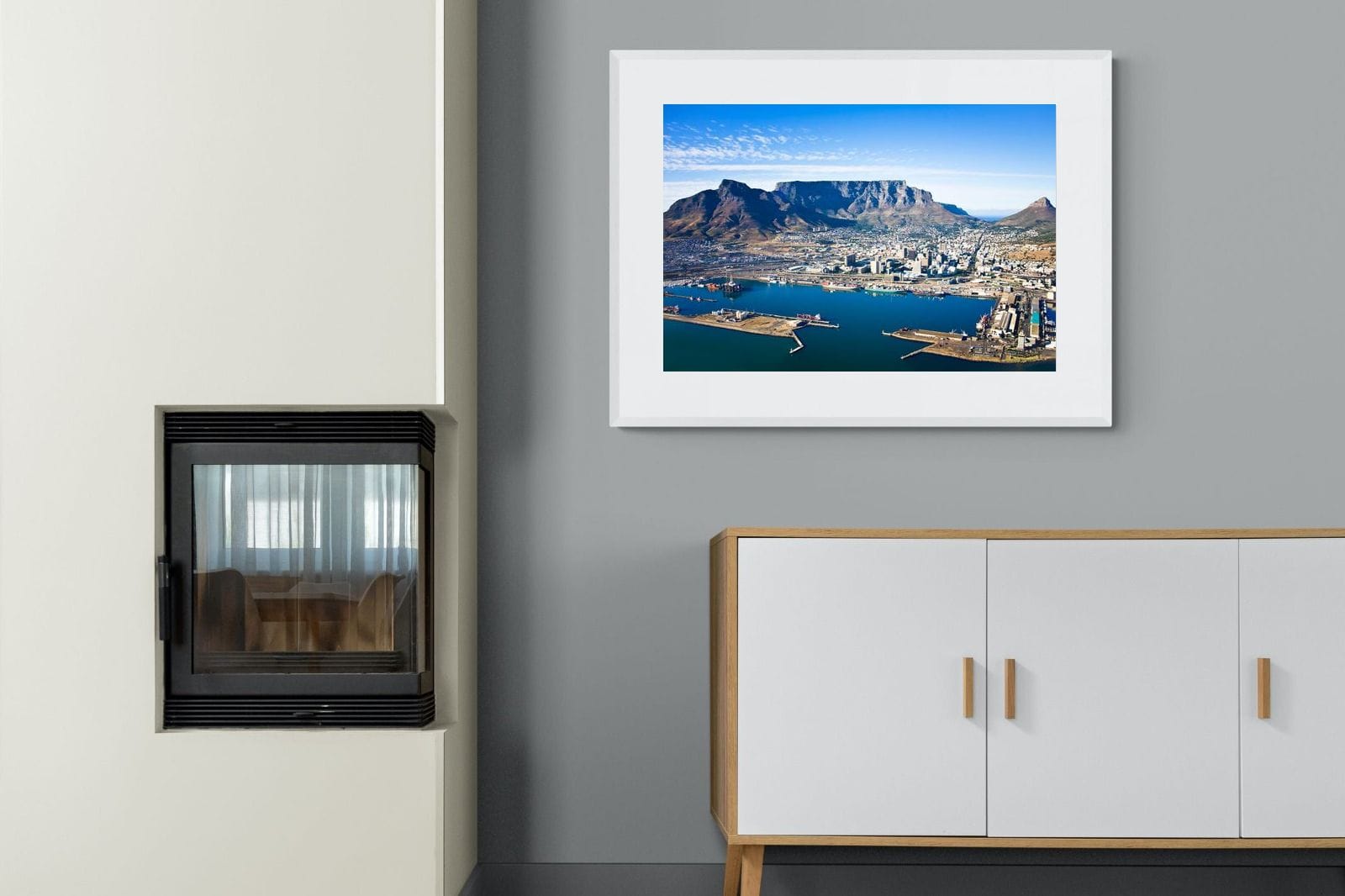 Cape Town Harbour-Wall_Art-100 x 75cm-Framed Print-White-Pixalot