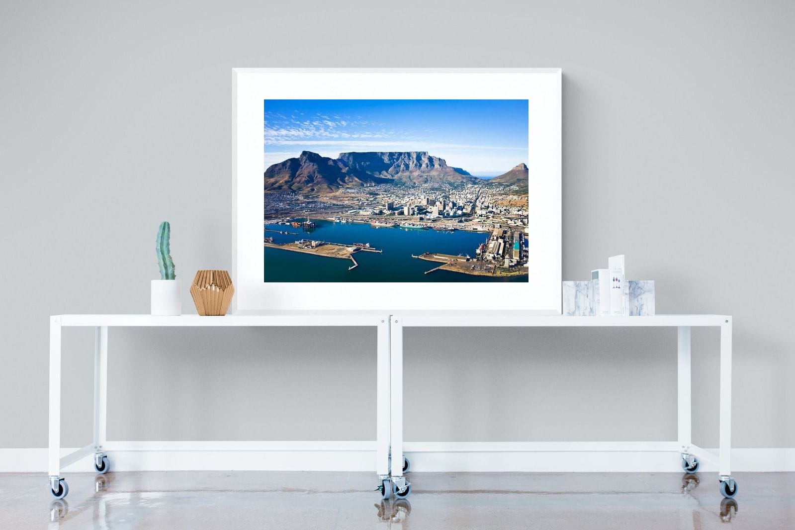 Cape Town Harbour-Wall_Art-120 x 90cm-Framed Print-White-Pixalot
