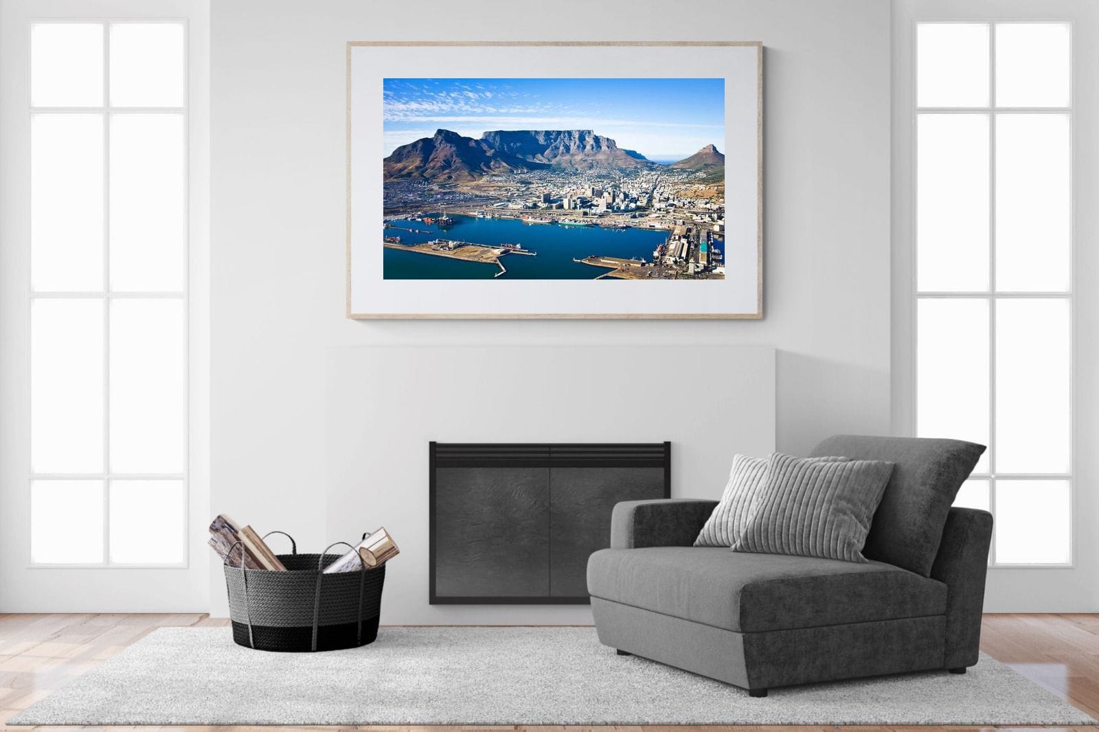 Cape Town Harbour-Wall_Art-150 x 100cm-Framed Print-Wood-Pixalot