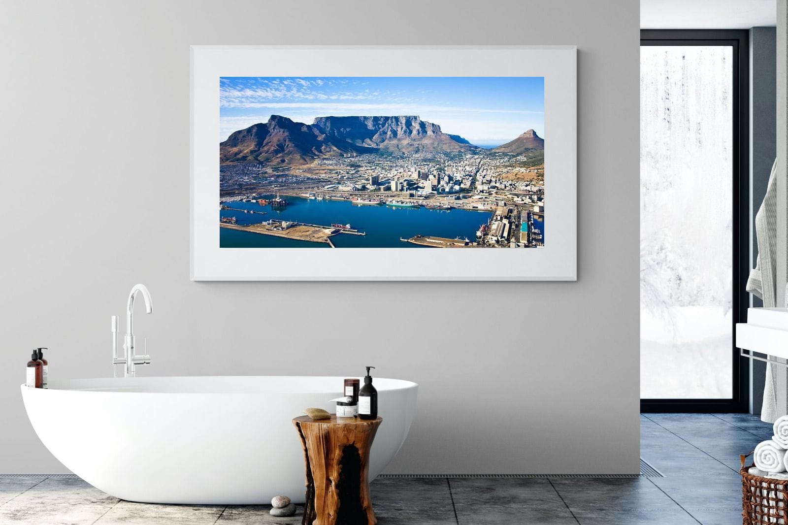 Cape Town Harbour-Wall_Art-180 x 110cm-Framed Print-White-Pixalot