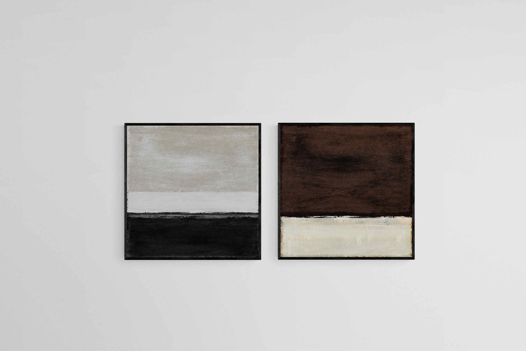Day & Night Set-Wall_Art-50 x 50cm (x2)-Mounted Canvas-Black-Pixalot