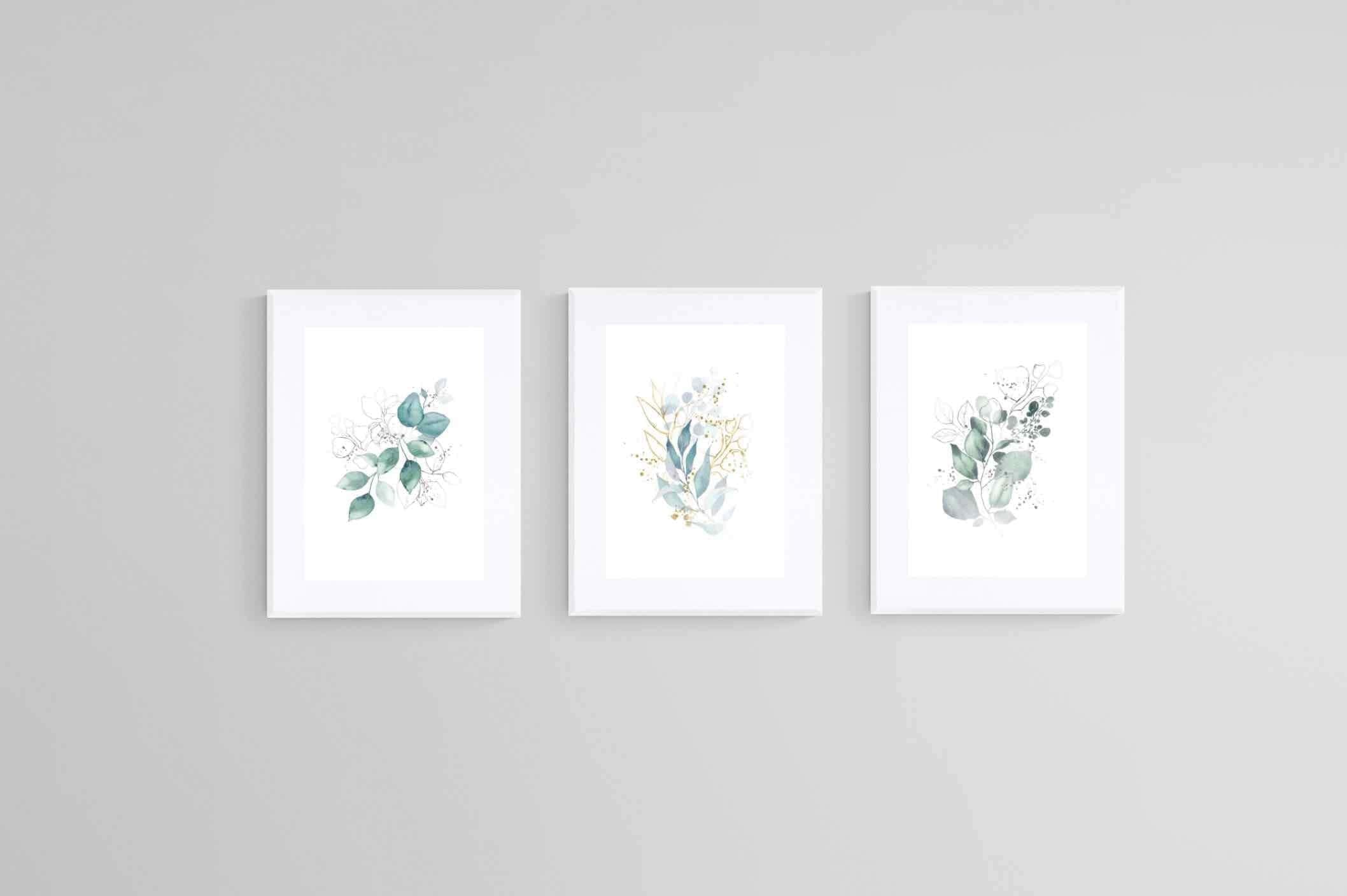 Delicate Blue Set-Wall_Art-60 x 80cm (x3)-Framed Print-White-Pixalot