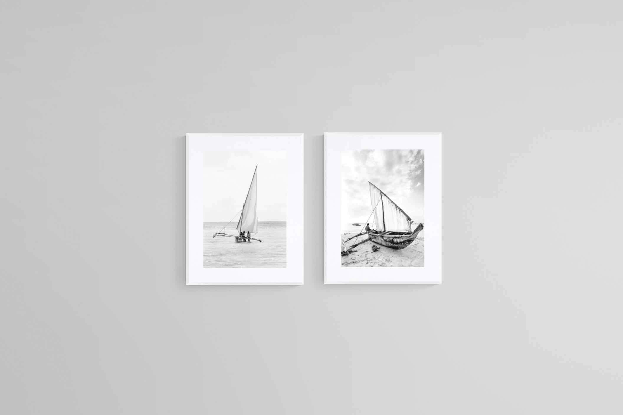 Dhow Set-Wall_Art-45 x 60cm (x2)-Framed Print-White-Pixalot