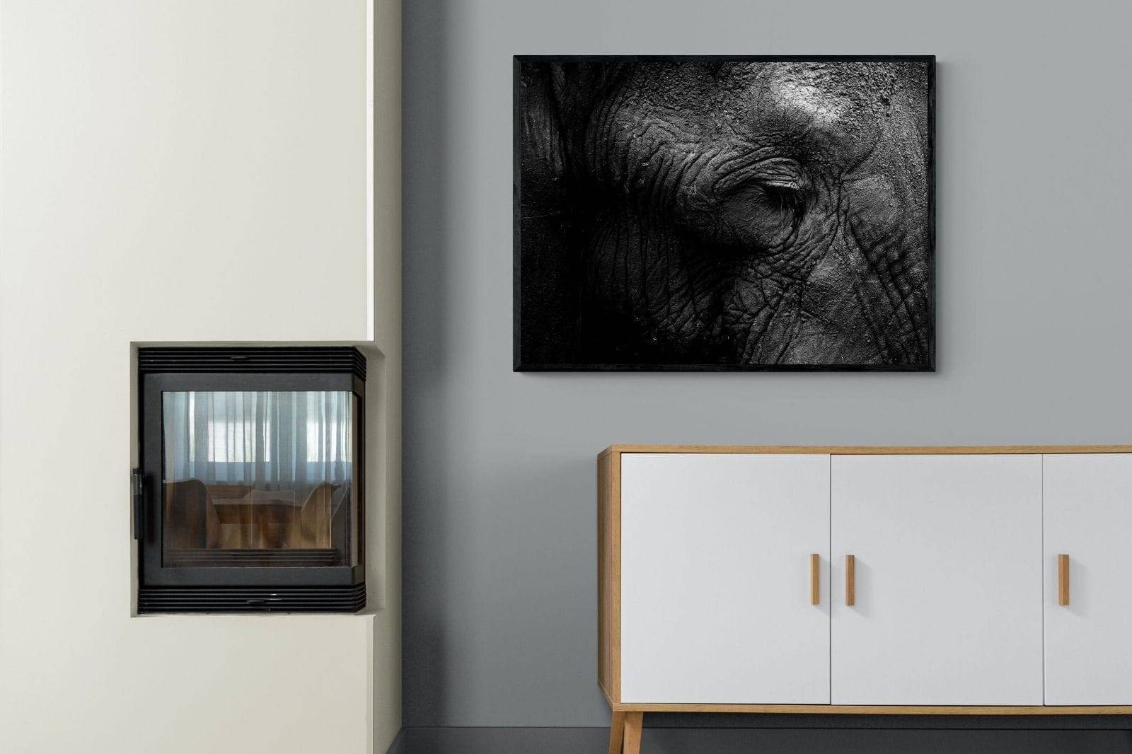 Elephant Skin-Wall_Art-100 x 75cm-Mounted Canvas-Black-Pixalot