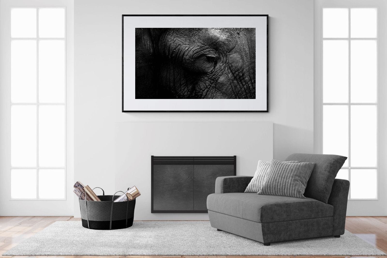 Elephant Skin-Wall_Art-150 x 100cm-Framed Print-Black-Pixalot