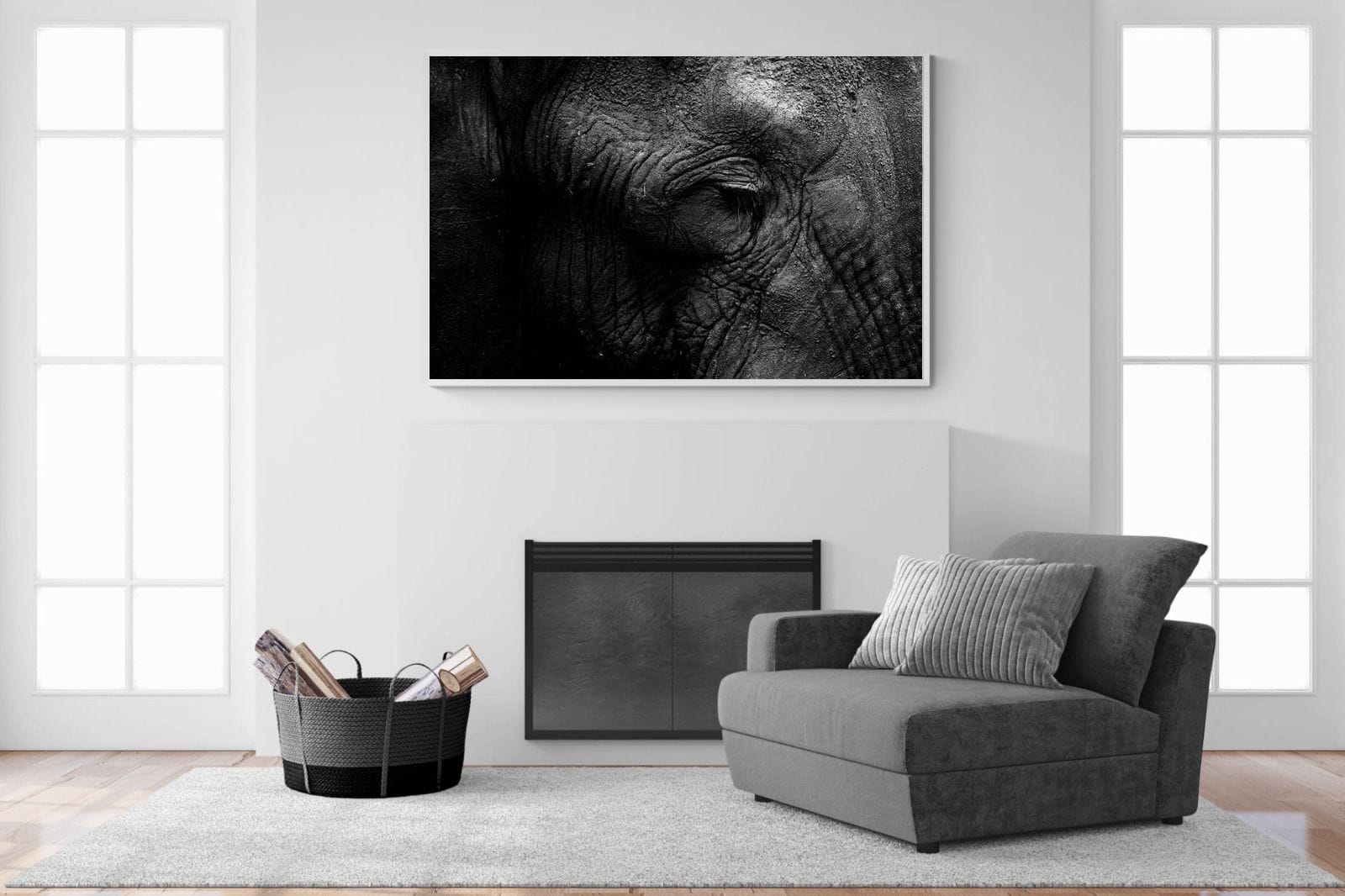Elephant Skin-Wall_Art-150 x 100cm-Mounted Canvas-White-Pixalot