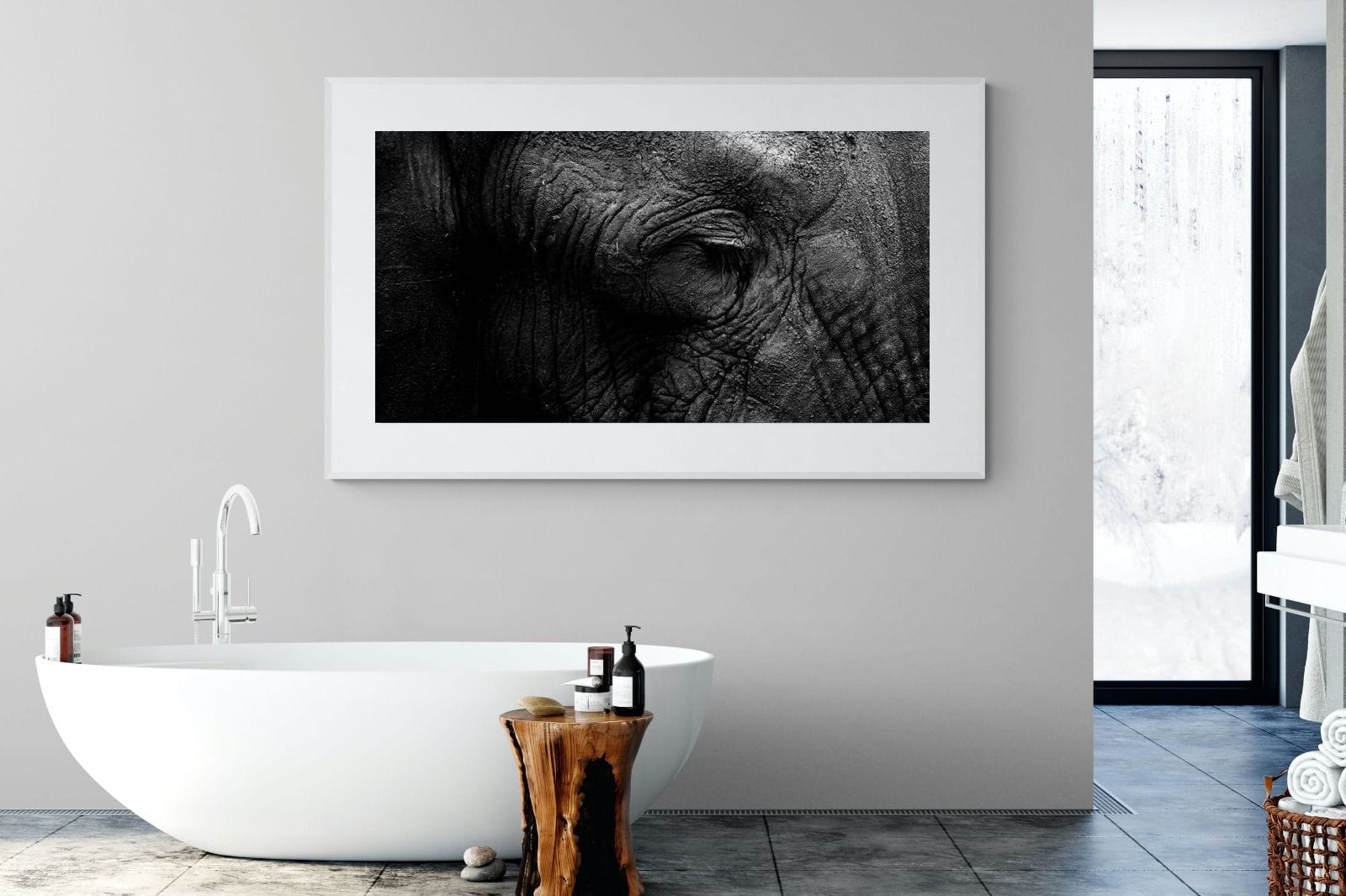 Elephant Skin-Wall_Art-180 x 110cm-Framed Print-White-Pixalot