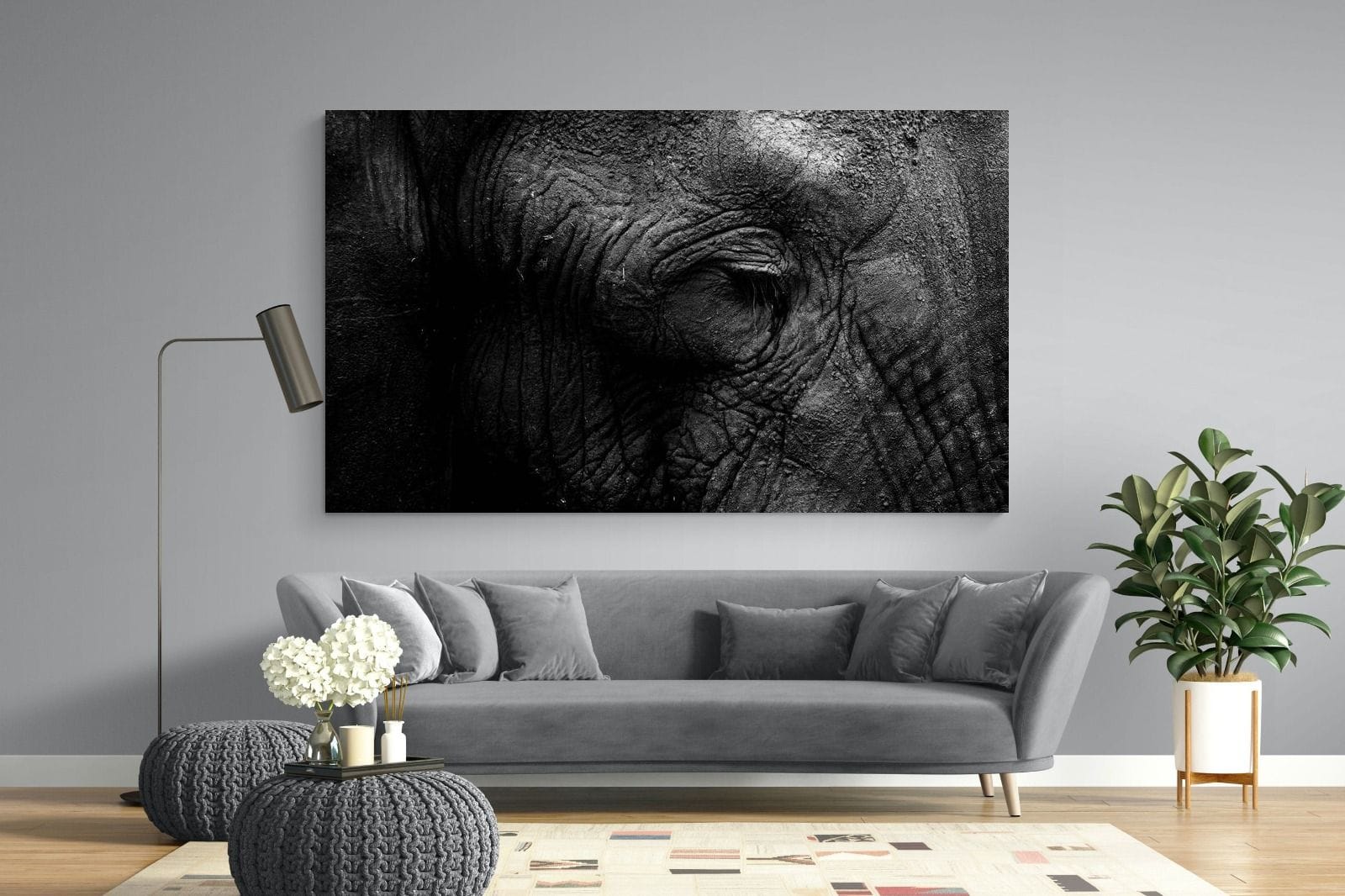 Elephant Skin-Wall_Art-220 x 130cm-Mounted Canvas-No Frame-Pixalot