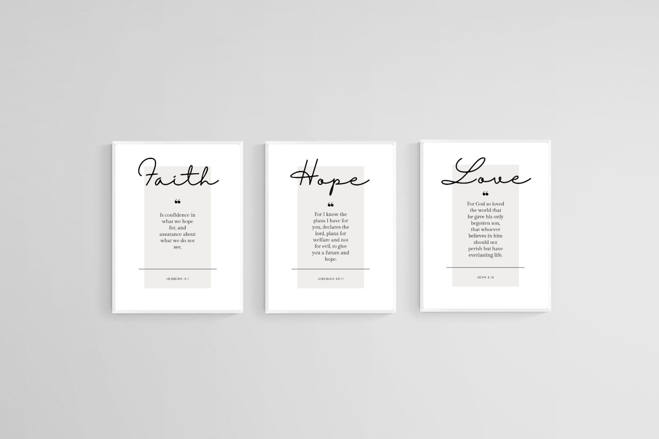 Faith, Hope, Love-Wall_Art-45 x 60cm (x3)-Mounted Canvas-White-Pixalot