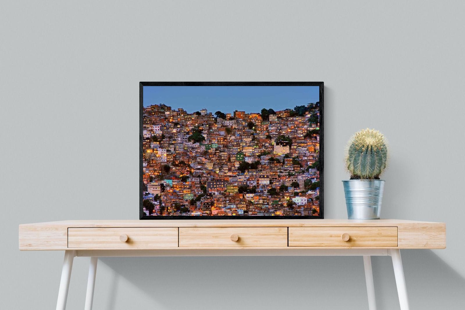 Favela da Rocinha-Wall_Art-80 x 60cm-Mounted Canvas-Black-Pixalot