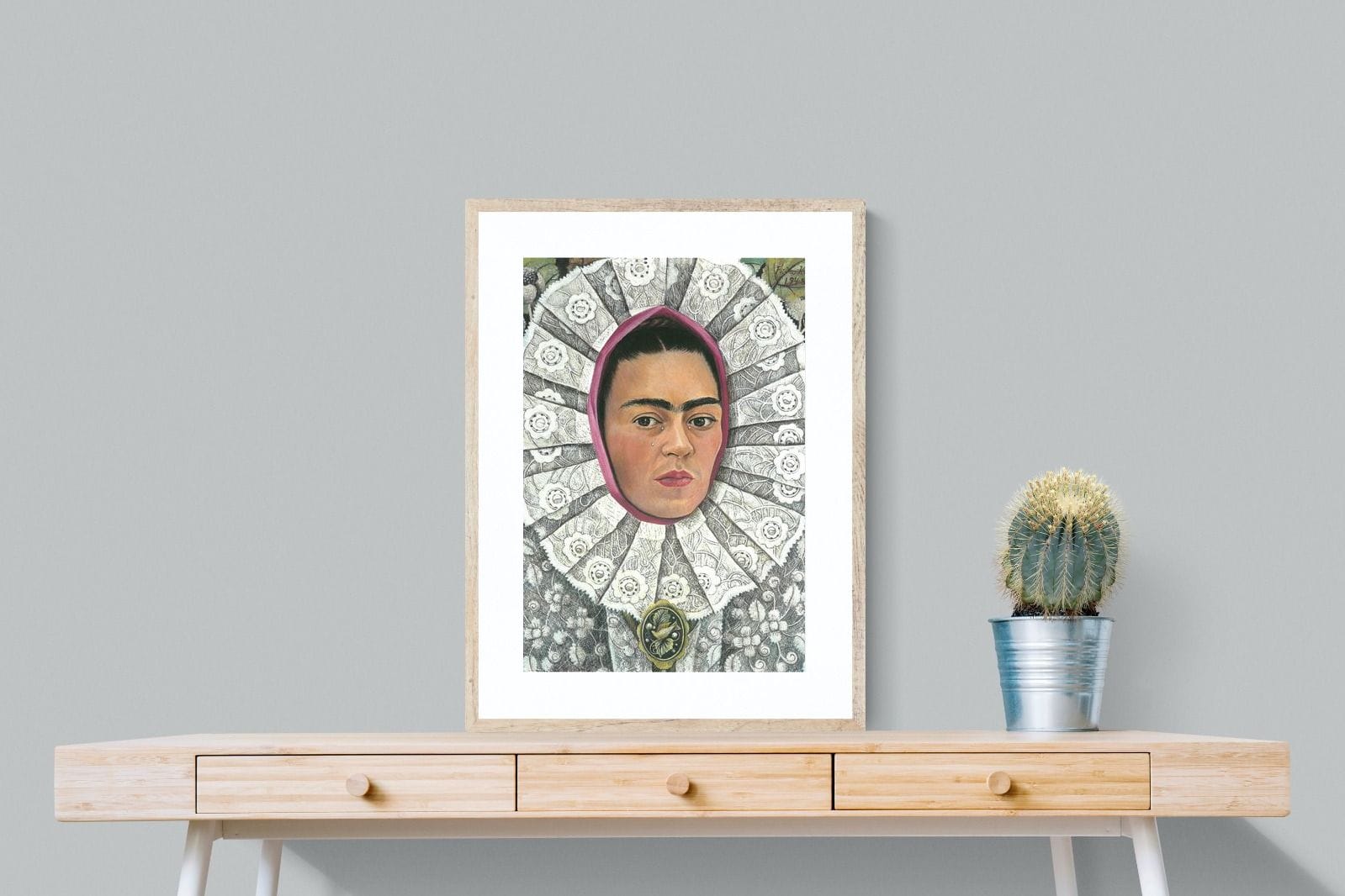 Frida Self-Portrait with Medallion-Wall_Art-60 x 80cm-Framed Print-Wood-Pixalot