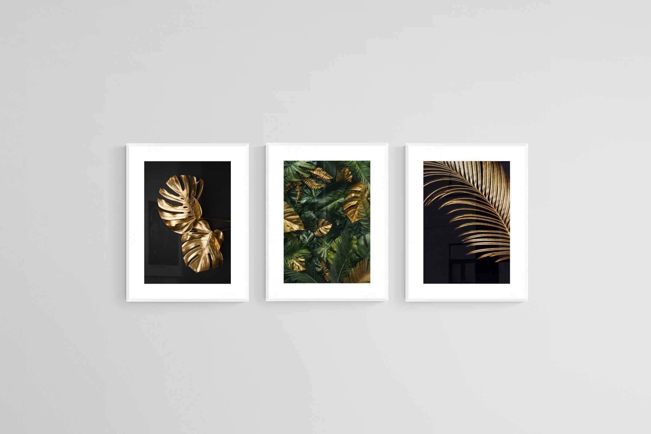 Gold Leaf Set-Wall_Art-45 x 60cm (x3)-Framed Print-White-Pixalot