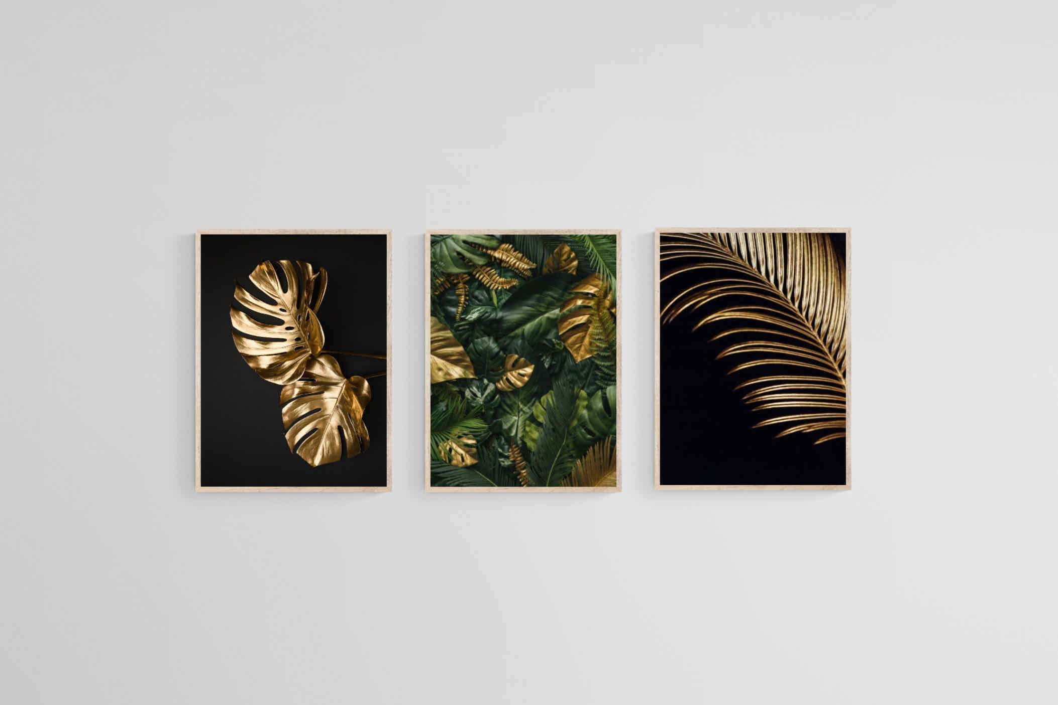 Gold Leaf Set-Wall_Art-45 x 60cm (x3)-Mounted Canvas-Wood-Pixalot