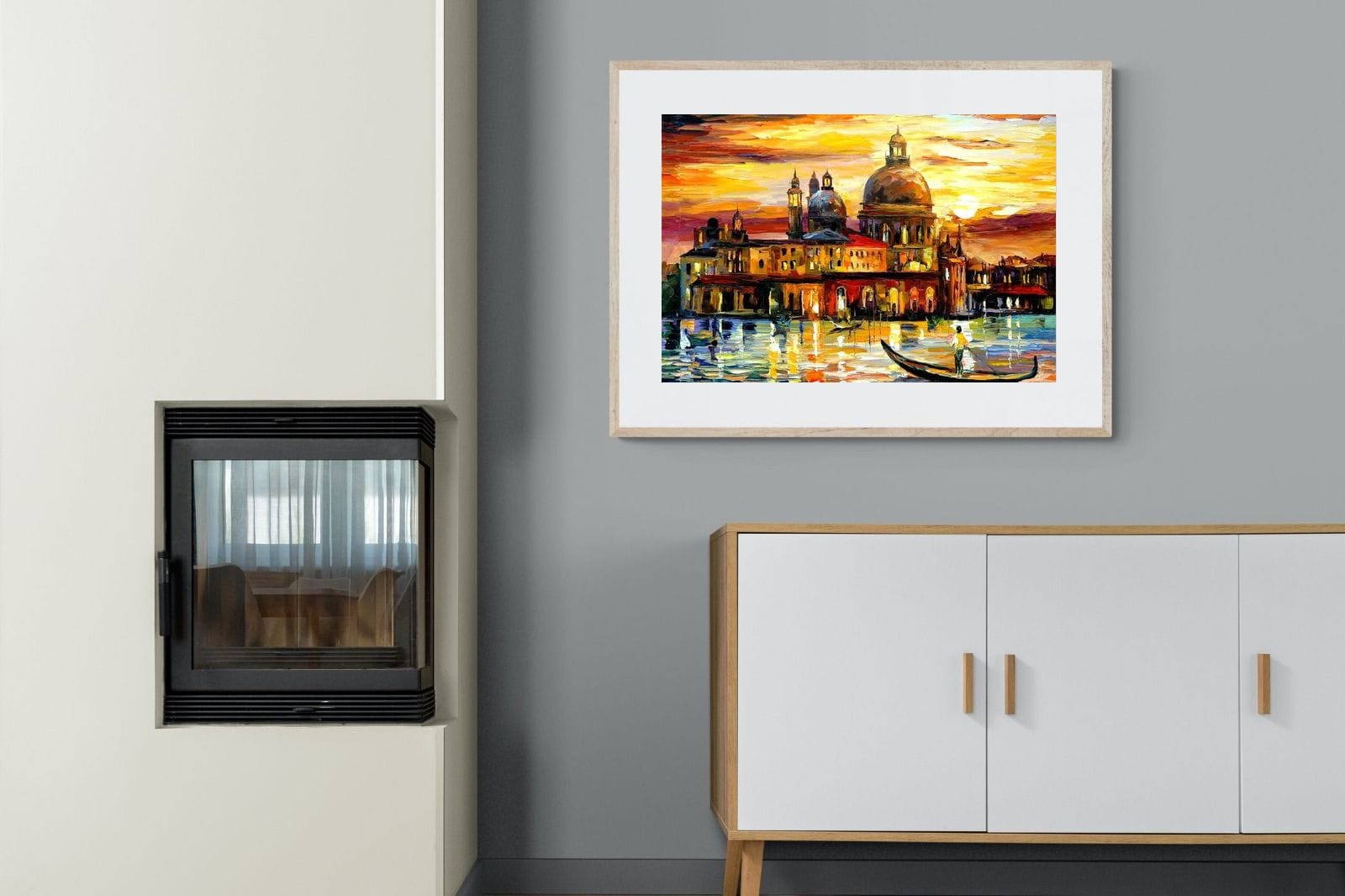 Golden Skies of Venice-Wall_Art-100 x 75cm-Framed Print-Wood-Pixalot