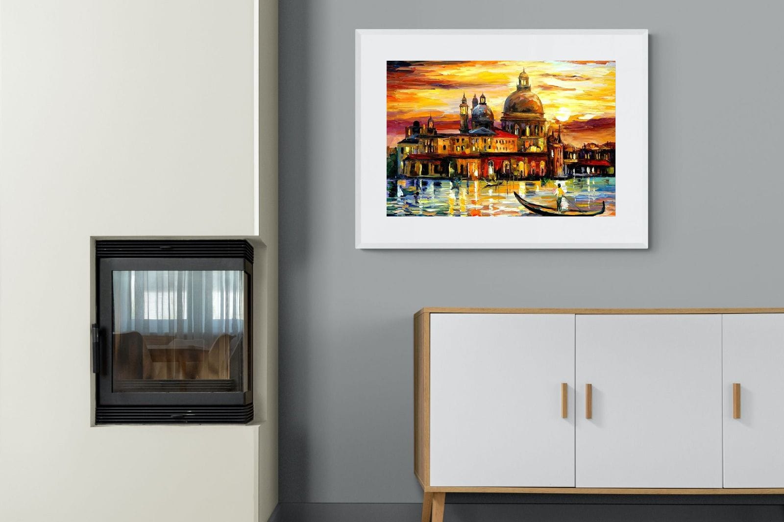 Golden Skies of Venice-Wall_Art-100 x 75cm-Framed Print-White-Pixalot