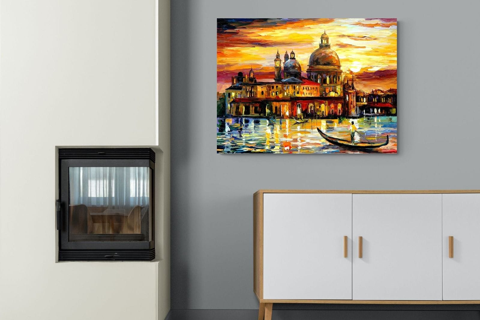 Golden Skies of Venice-Wall_Art-100 x 75cm-Mounted Canvas-No Frame-Pixalot
