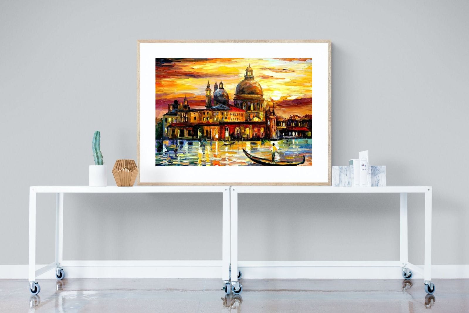 Golden Skies of Venice-Wall_Art-120 x 90cm-Framed Print-Wood-Pixalot