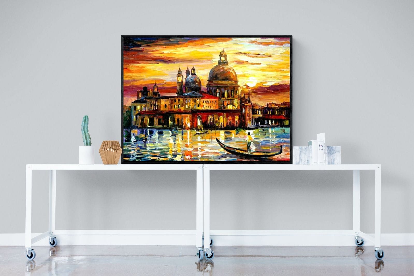 Golden Skies of Venice-Wall_Art-120 x 90cm-Mounted Canvas-Black-Pixalot