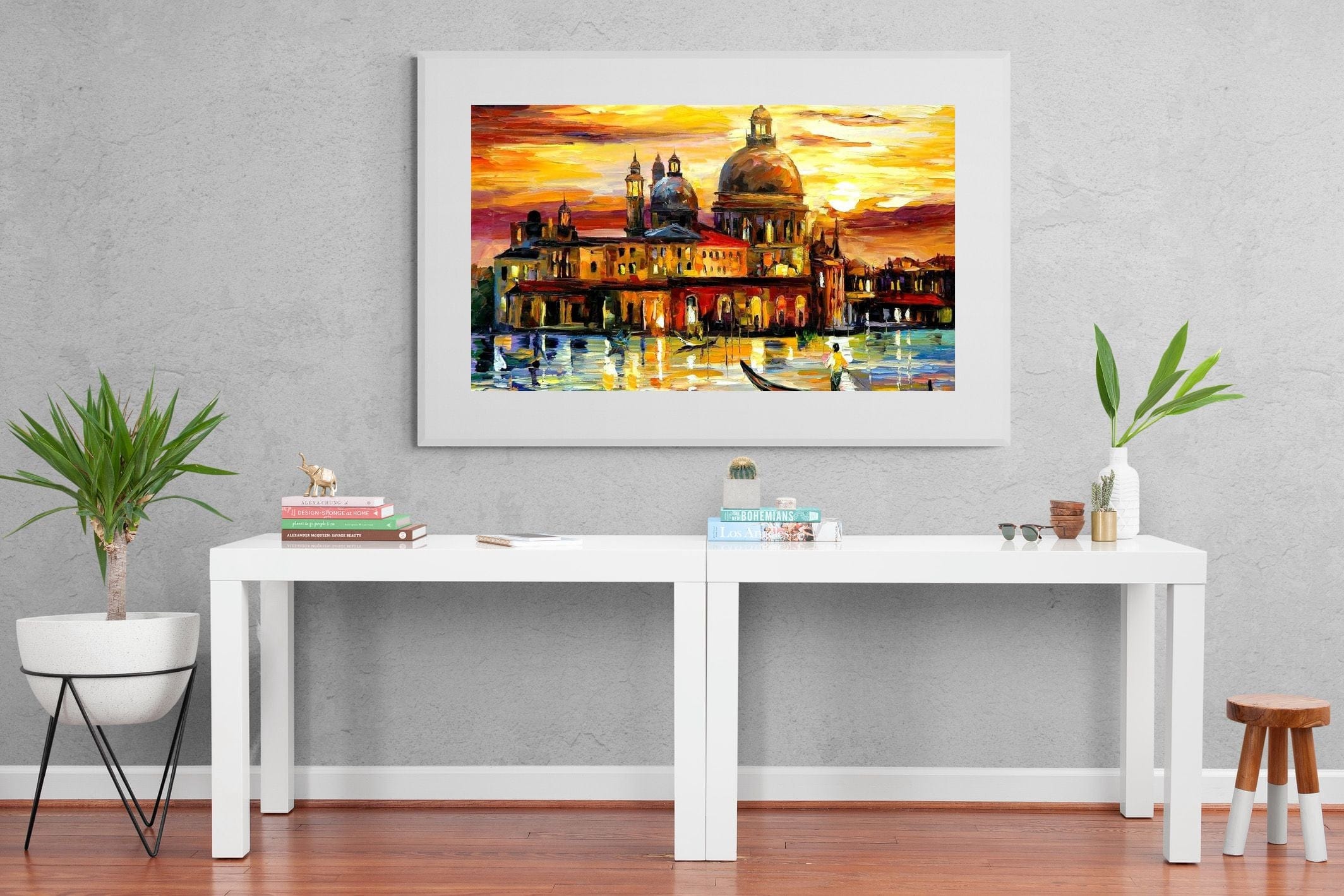 Golden Skies of Venice-Wall_Art-150 x 100cm-Framed Print-White-Pixalot