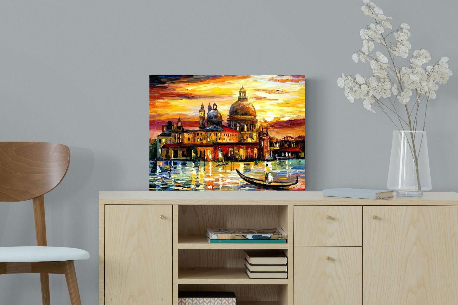Golden Skies of Venice-Wall_Art-60 x 45cm-Mounted Canvas-No Frame-Pixalot
