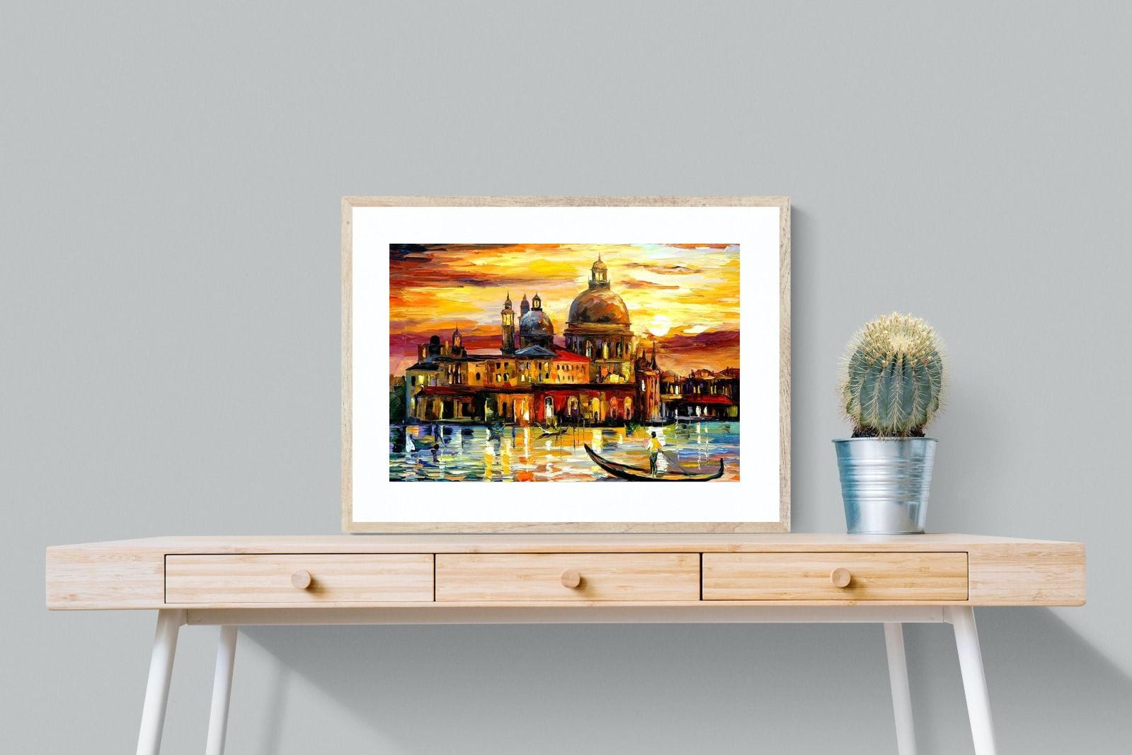 Golden Skies of Venice-Wall_Art-80 x 60cm-Framed Print-Wood-Pixalot