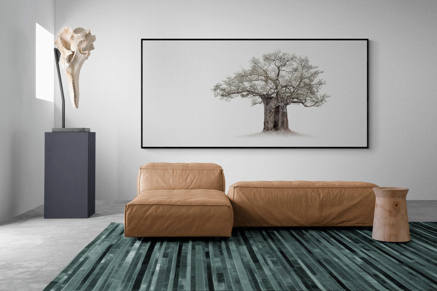High Key Baobab-Wall_Art-275 x 130cm-Mounted Canvas-Black-Pixalot