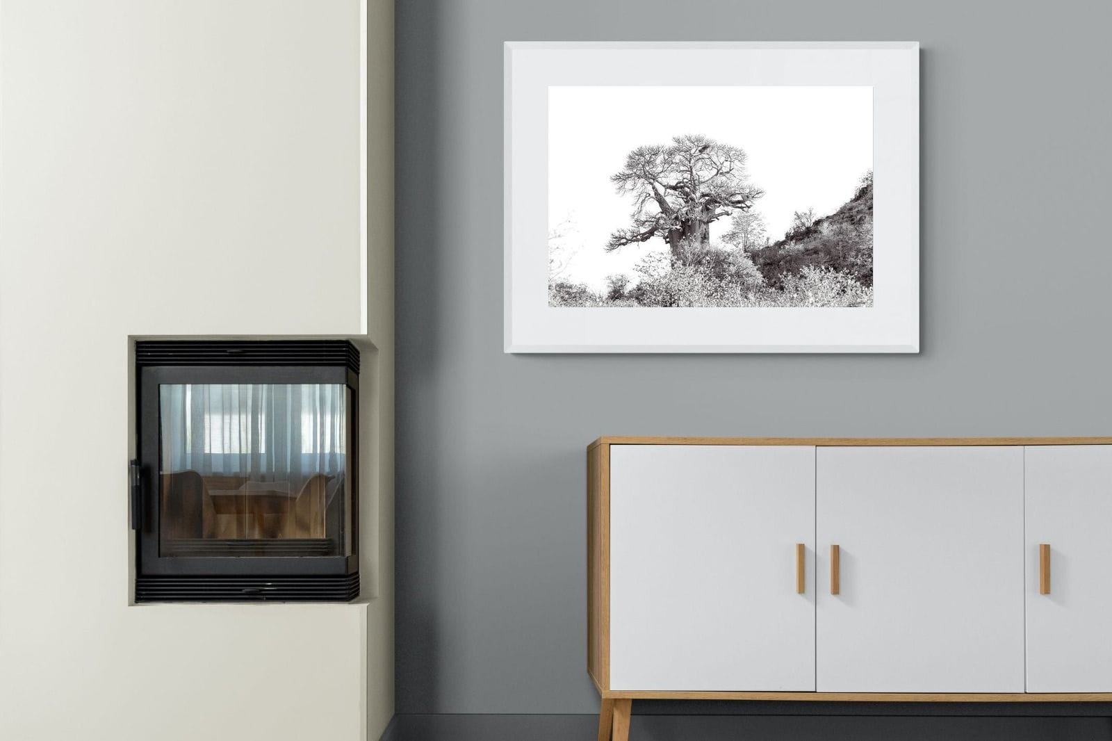 Hillside Baobab-Wall_Art-100 x 75cm-Framed Print-White-Pixalot