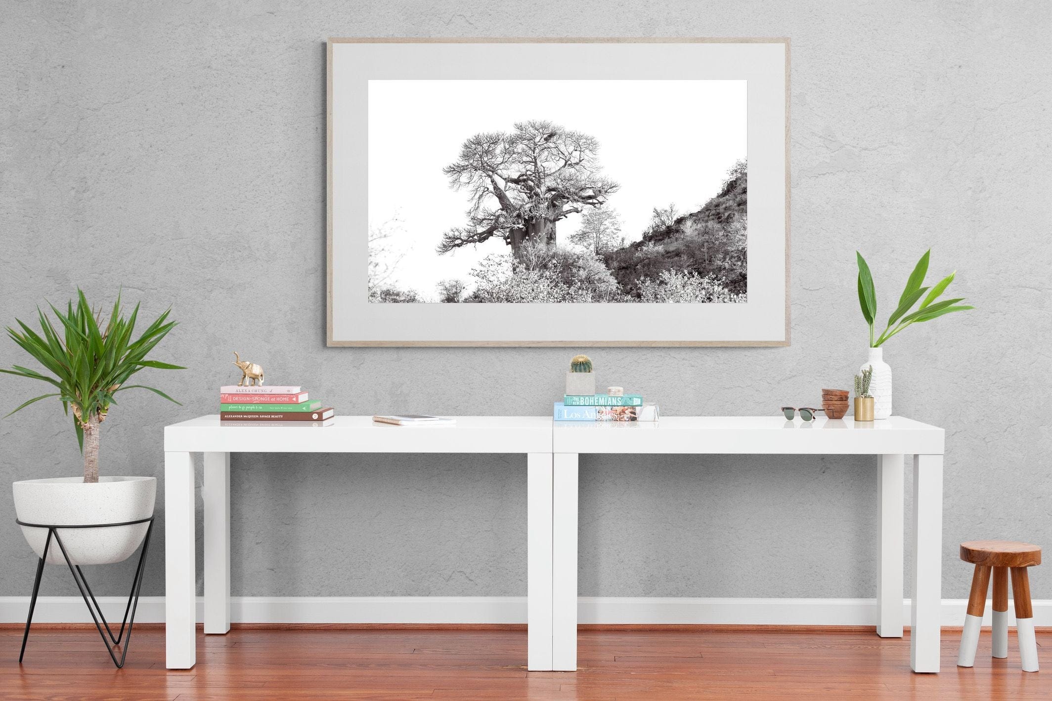 Hillside Baobab-Wall_Art-150 x 100cm-Framed Print-Wood-Pixalot