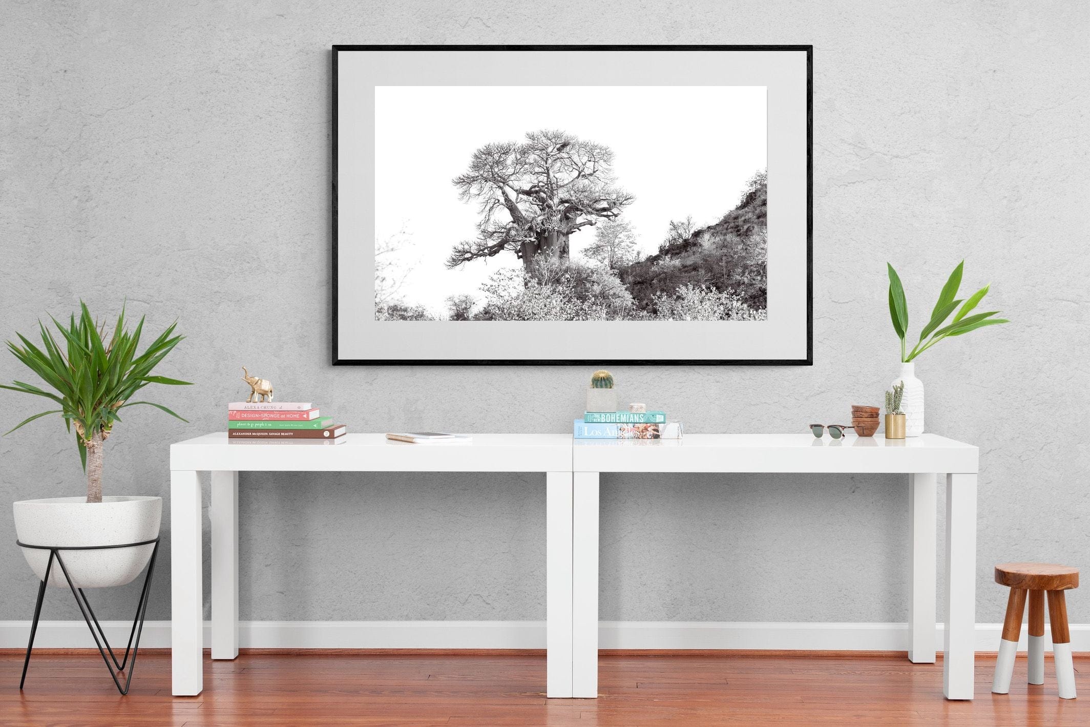 Hillside Baobab-Wall_Art-150 x 100cm-Framed Print-Black-Pixalot