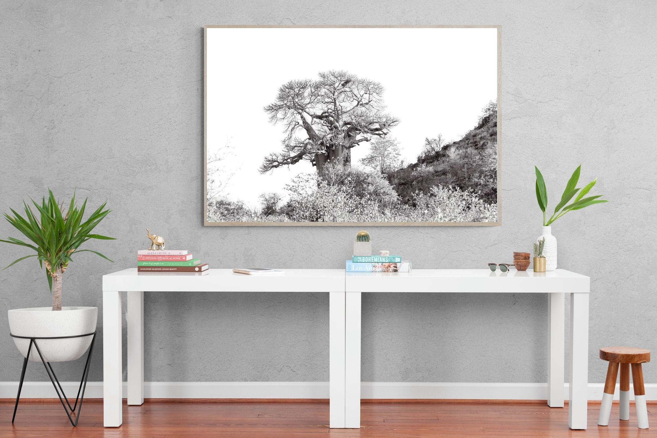 Hillside Baobab-Wall_Art-150 x 100cm-Mounted Canvas-Wood-Pixalot