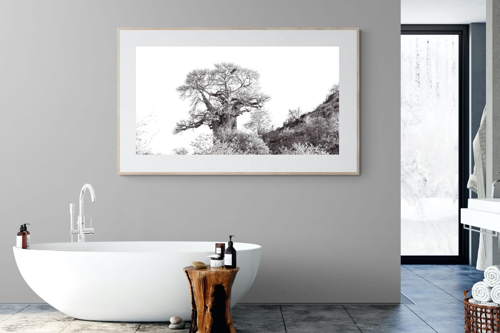 Hillside Baobab-Wall_Art-180 x 110cm-Framed Print-Wood-Pixalot