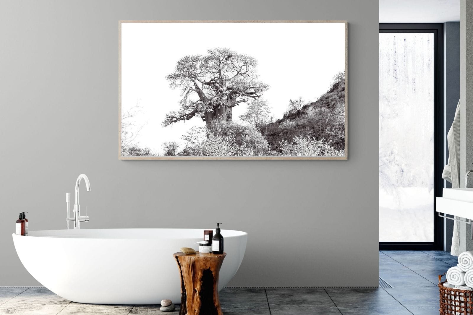 Hillside Baobab-Wall_Art-180 x 110cm-Mounted Canvas-Wood-Pixalot