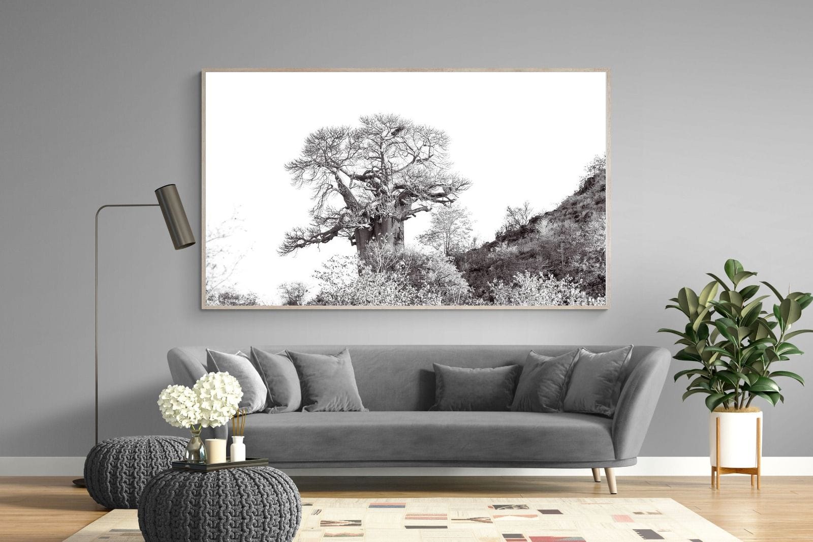 Hillside Baobab-Wall_Art-220 x 130cm-Mounted Canvas-Wood-Pixalot