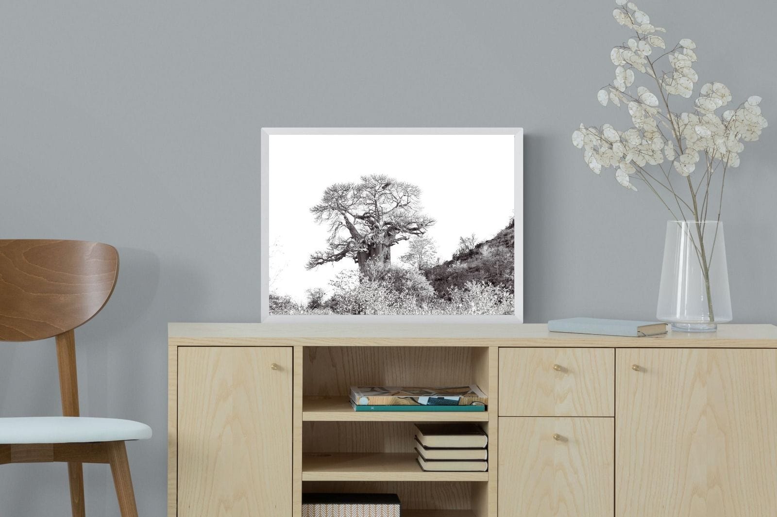 Hillside Baobab-Wall_Art-60 x 45cm-Mounted Canvas-White-Pixalot