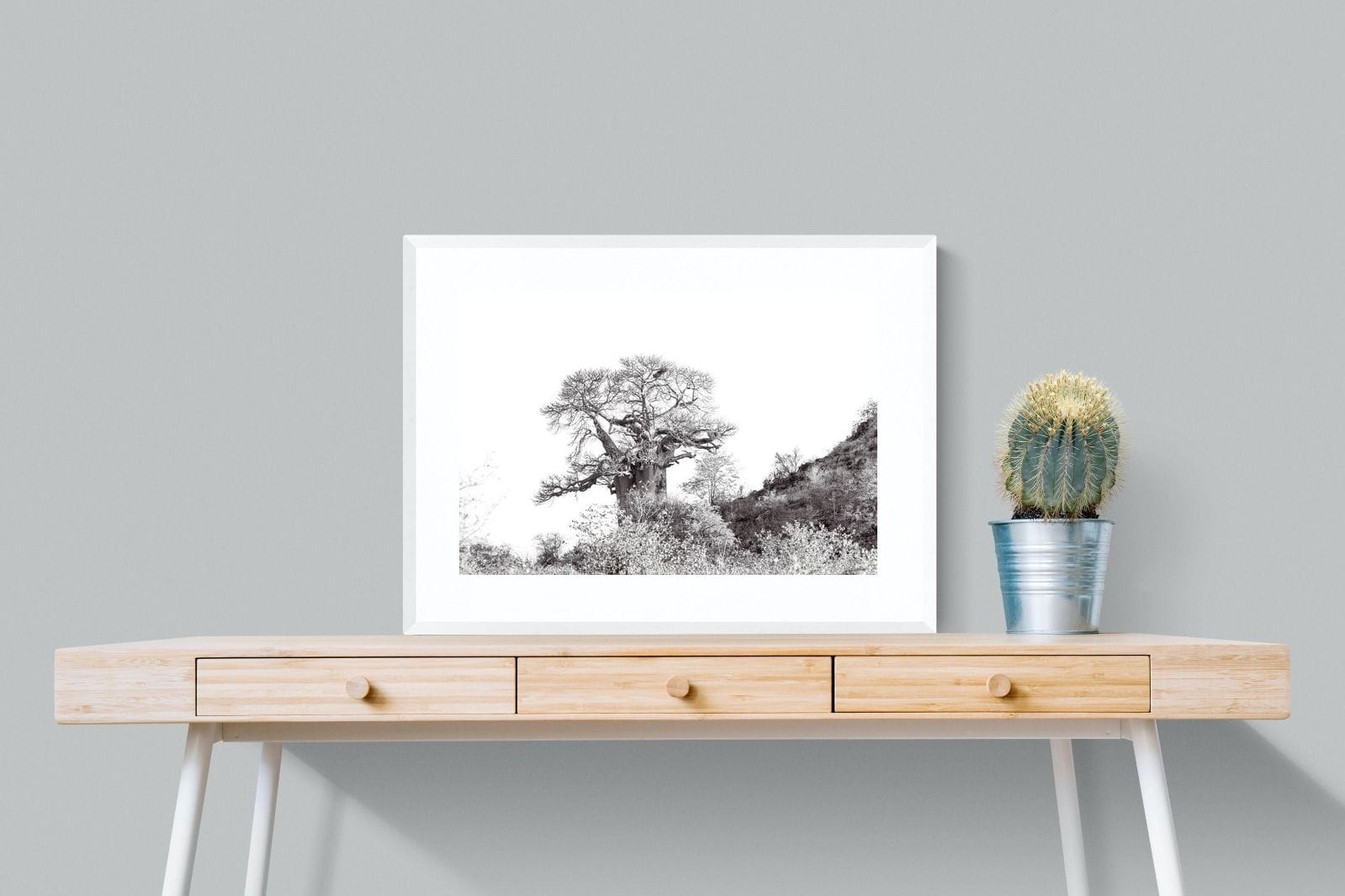 Hillside Baobab-Wall_Art-80 x 60cm-Framed Print-White-Pixalot