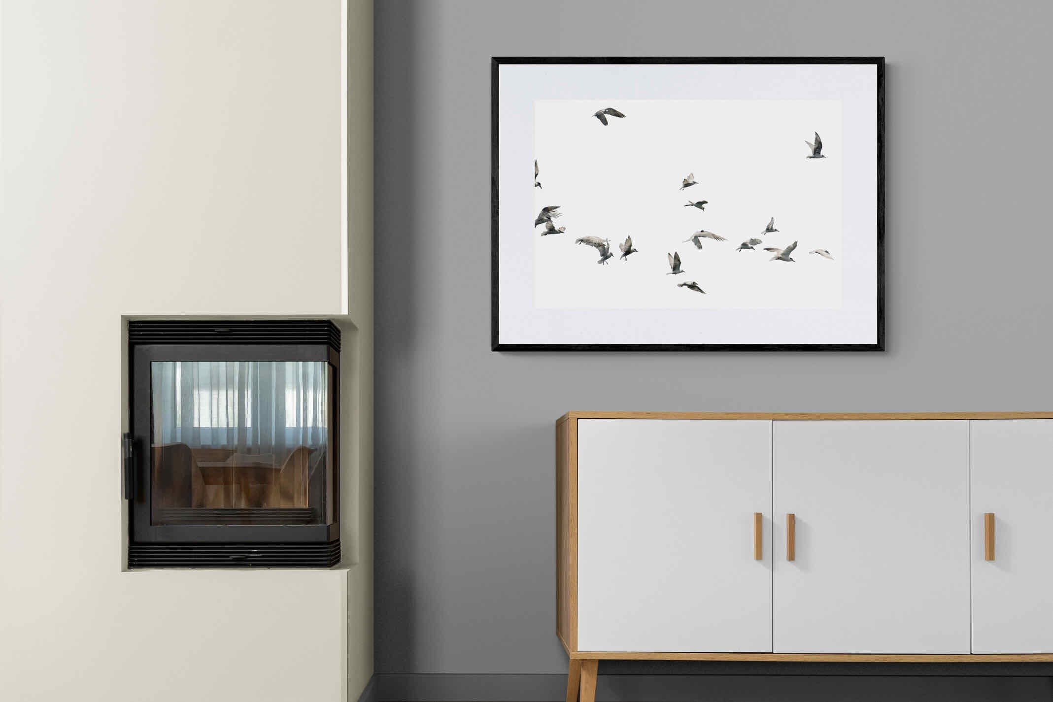 In Flight-Wall_Art-100 x 75cm-Framed Print-Black-Pixalot