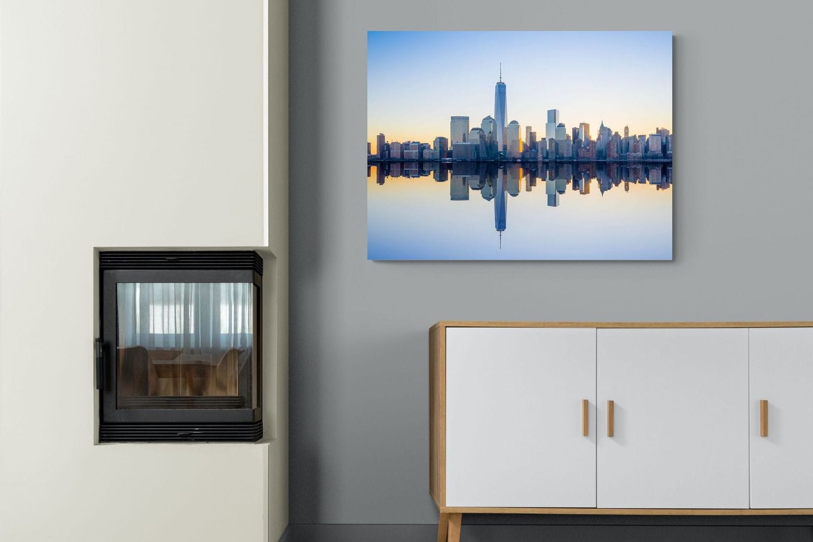 Manhattan Reflection-Wall_Art-100 x 75cm-Mounted Canvas-No Frame-Pixalot