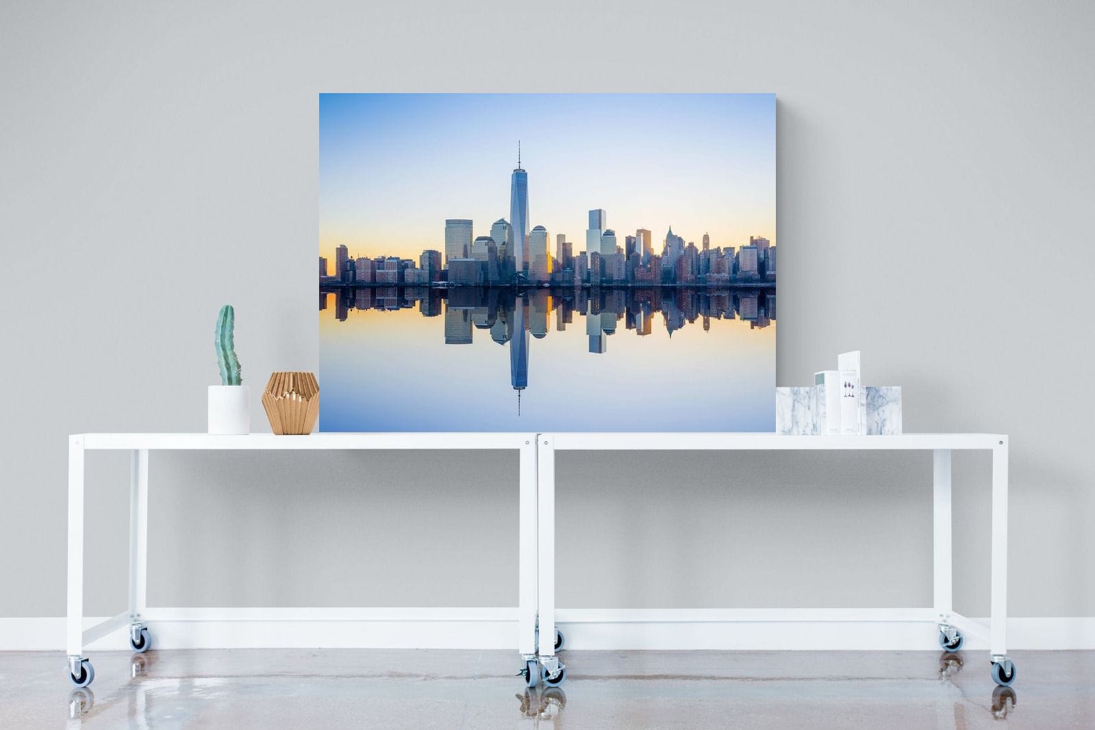 Manhattan Reflection-Wall_Art-120 x 90cm-Mounted Canvas-No Frame-Pixalot