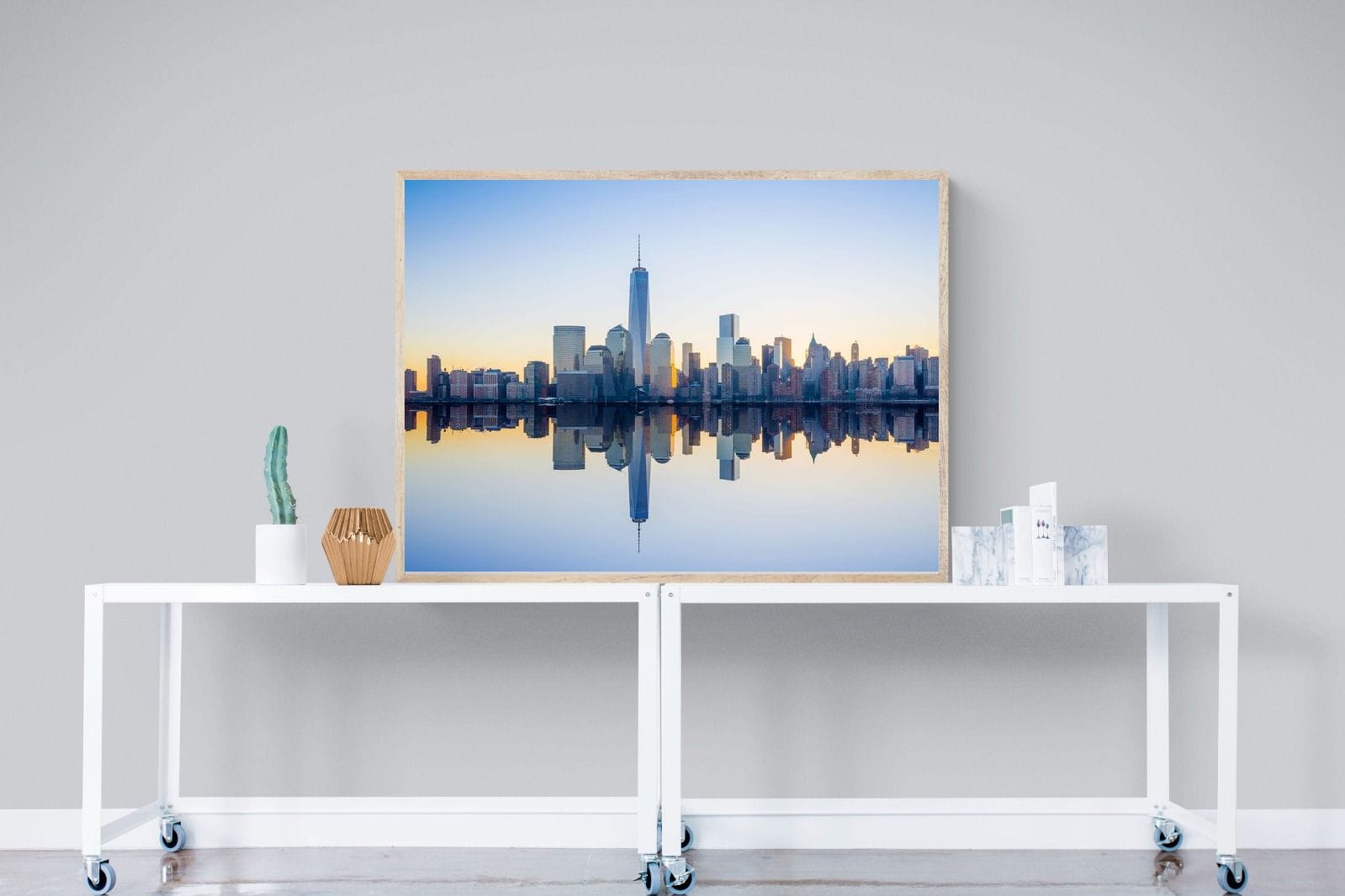 Manhattan Reflection-Wall_Art-120 x 90cm-Mounted Canvas-Wood-Pixalot