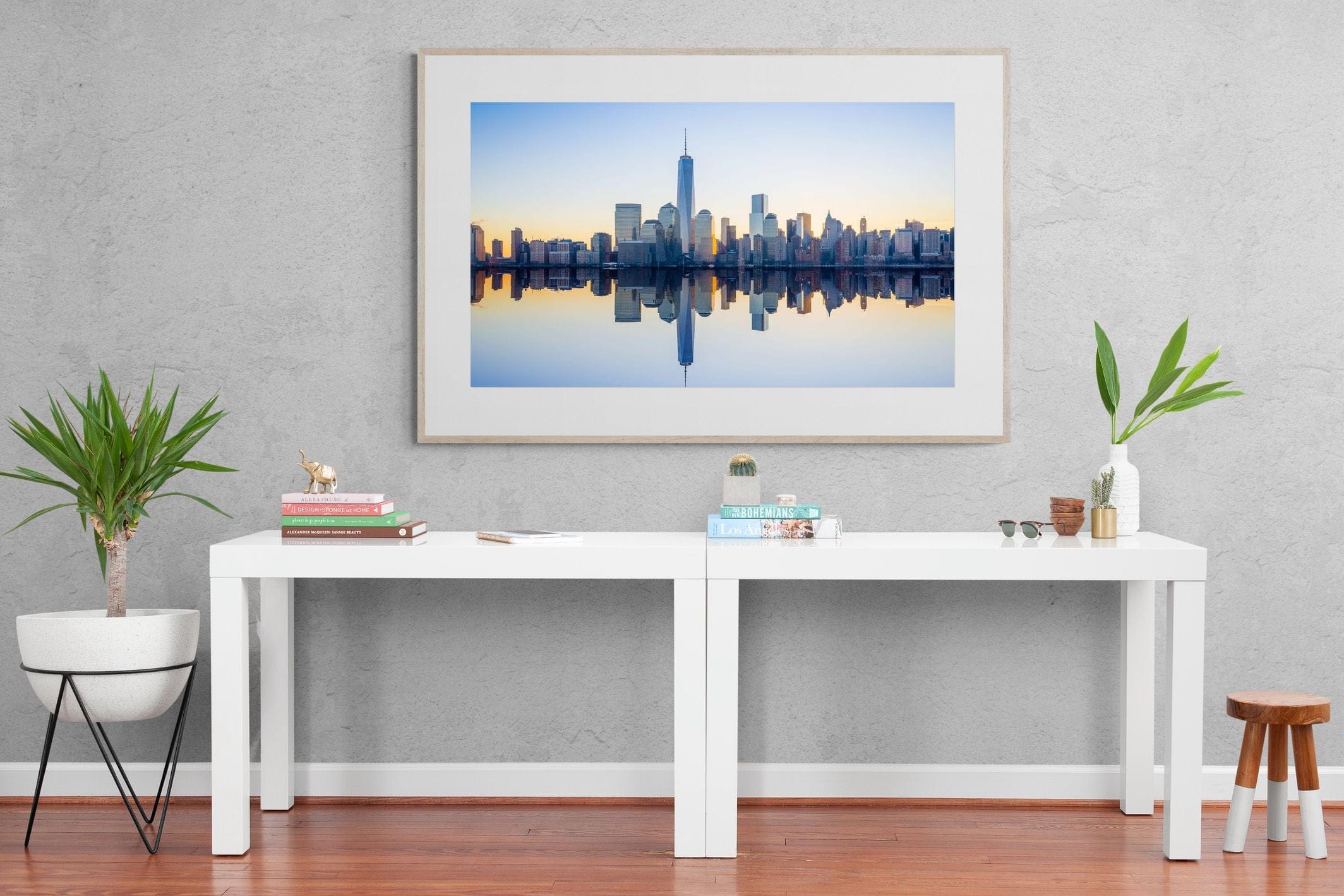 Manhattan Reflection-Wall_Art-150 x 100cm-Framed Print-Wood-Pixalot