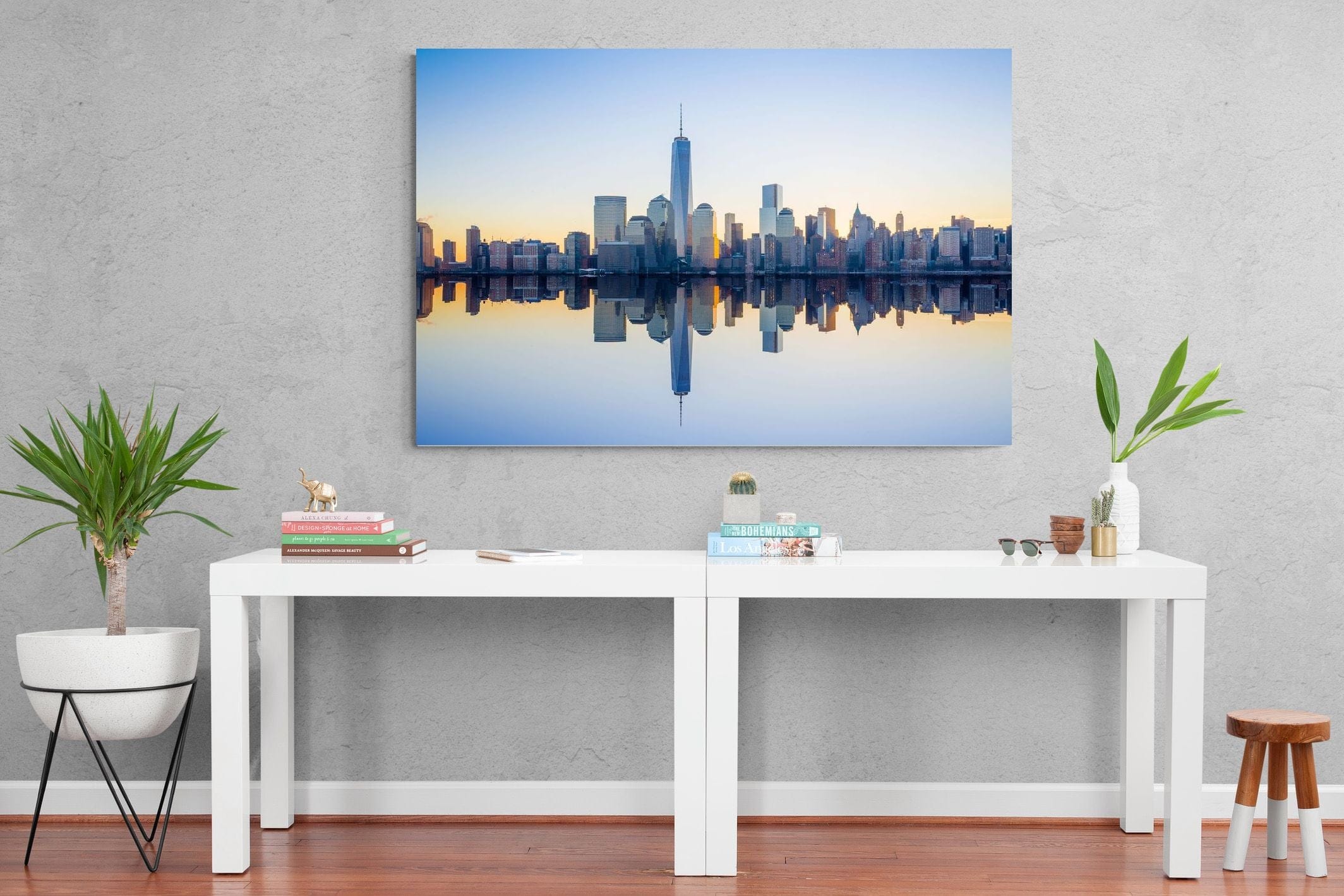 Manhattan Reflection-Wall_Art-150 x 100cm-Mounted Canvas-No Frame-Pixalot