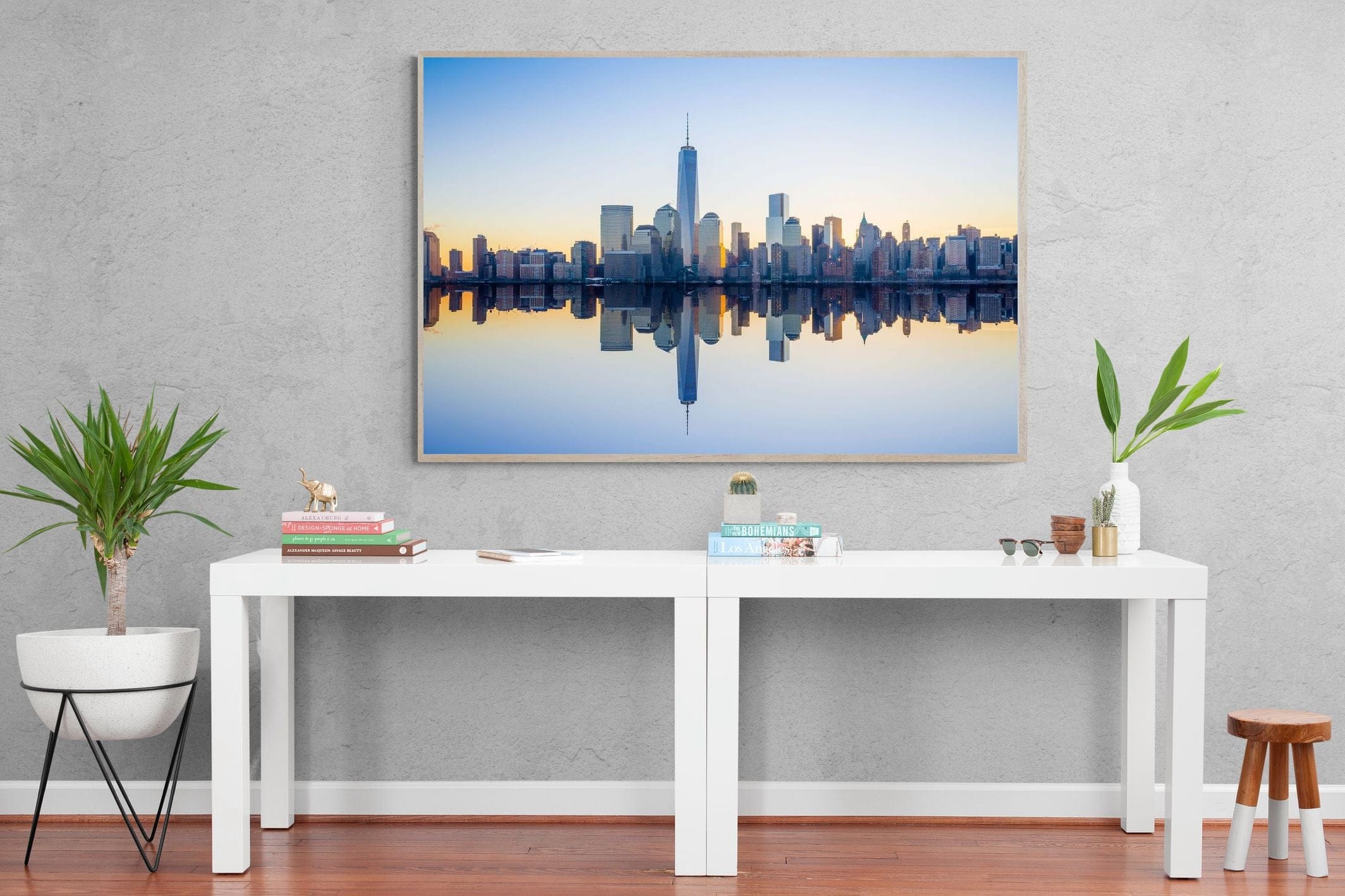 Manhattan Reflection-Wall_Art-150 x 100cm-Mounted Canvas-Wood-Pixalot