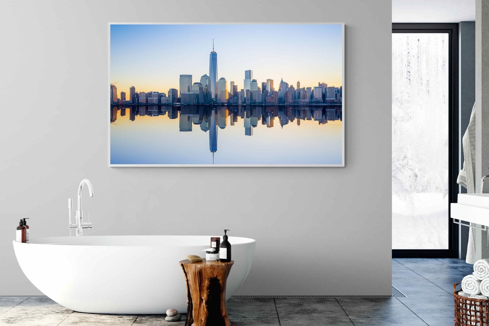 Manhattan Reflection-Wall_Art-180 x 110cm-Mounted Canvas-White-Pixalot