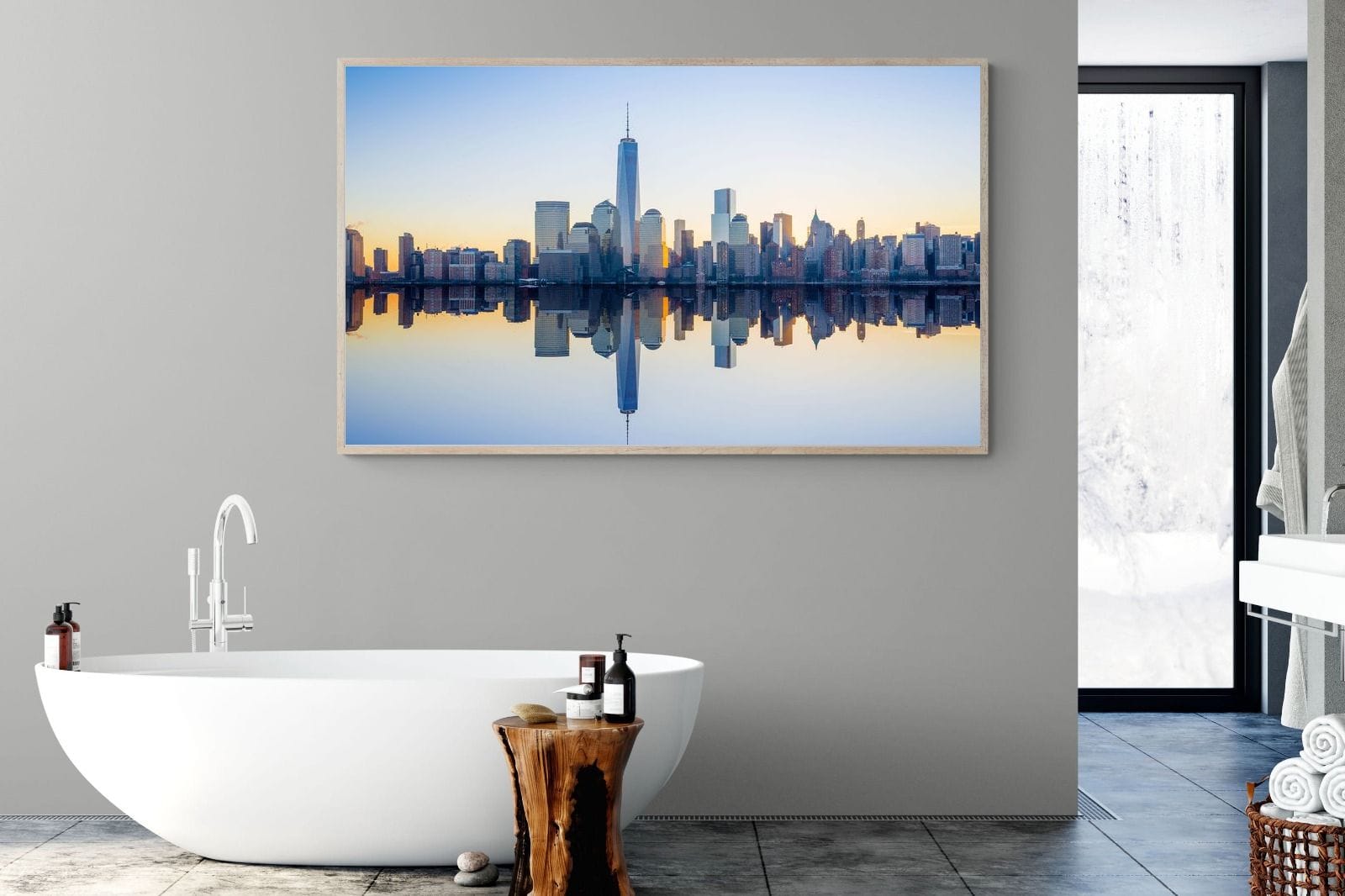 Manhattan Reflection-Wall_Art-180 x 110cm-Mounted Canvas-Wood-Pixalot