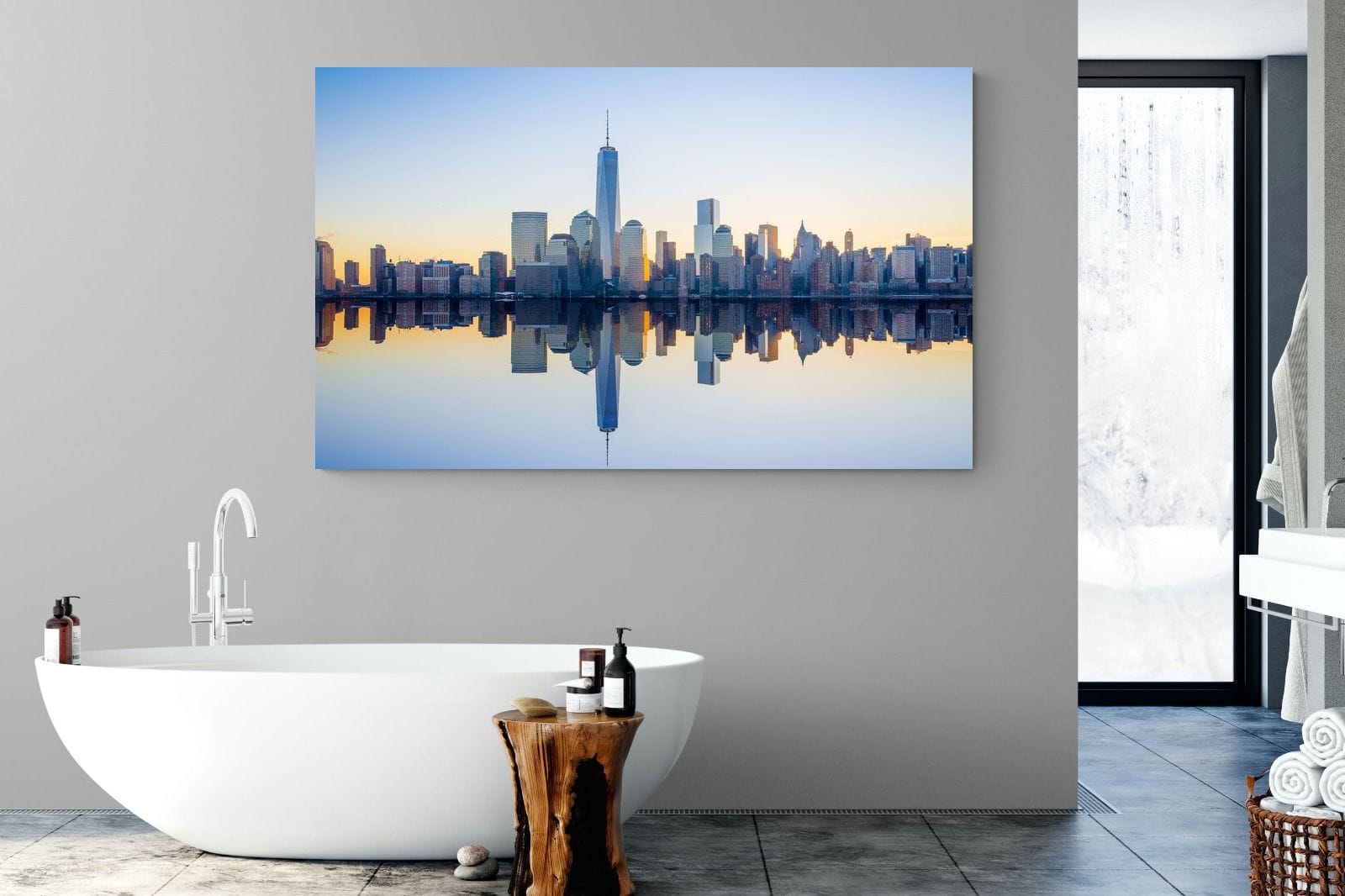 Manhattan Reflection-Wall_Art-180 x 110cm-Mounted Canvas-No Frame-Pixalot