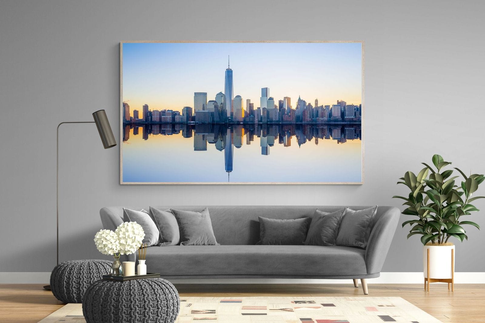 Manhattan Reflection-Wall_Art-220 x 130cm-Mounted Canvas-Wood-Pixalot