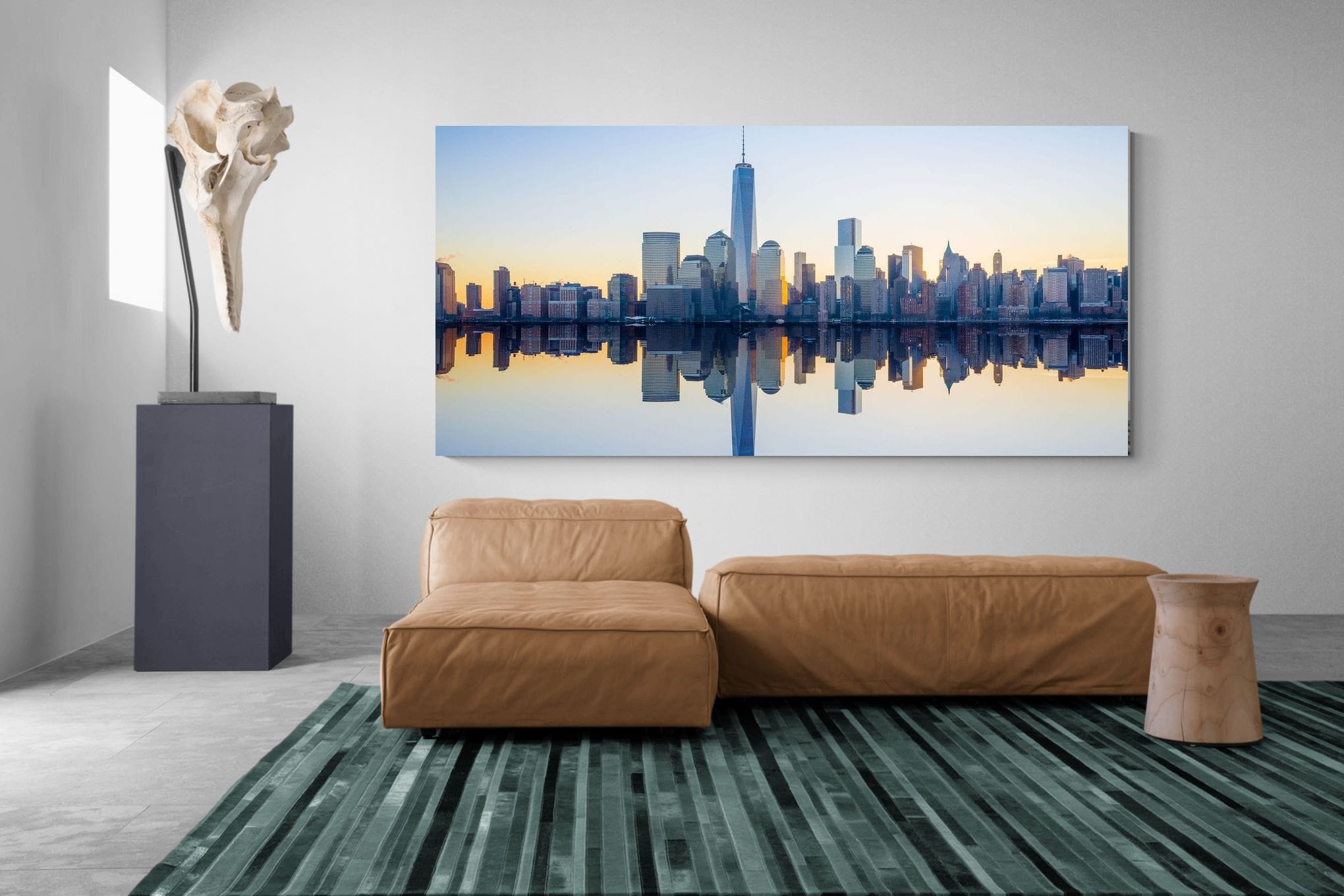 Manhattan Reflection-Wall_Art-275 x 130cm-Mounted Canvas-No Frame-Pixalot